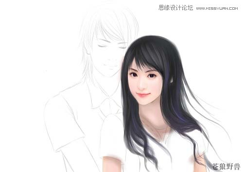 Painter結合數位板繪制漂亮的卡通情侶