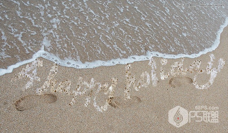 Photoshop制作創(chuàng)意的海邊泡沫藝術(shù)字